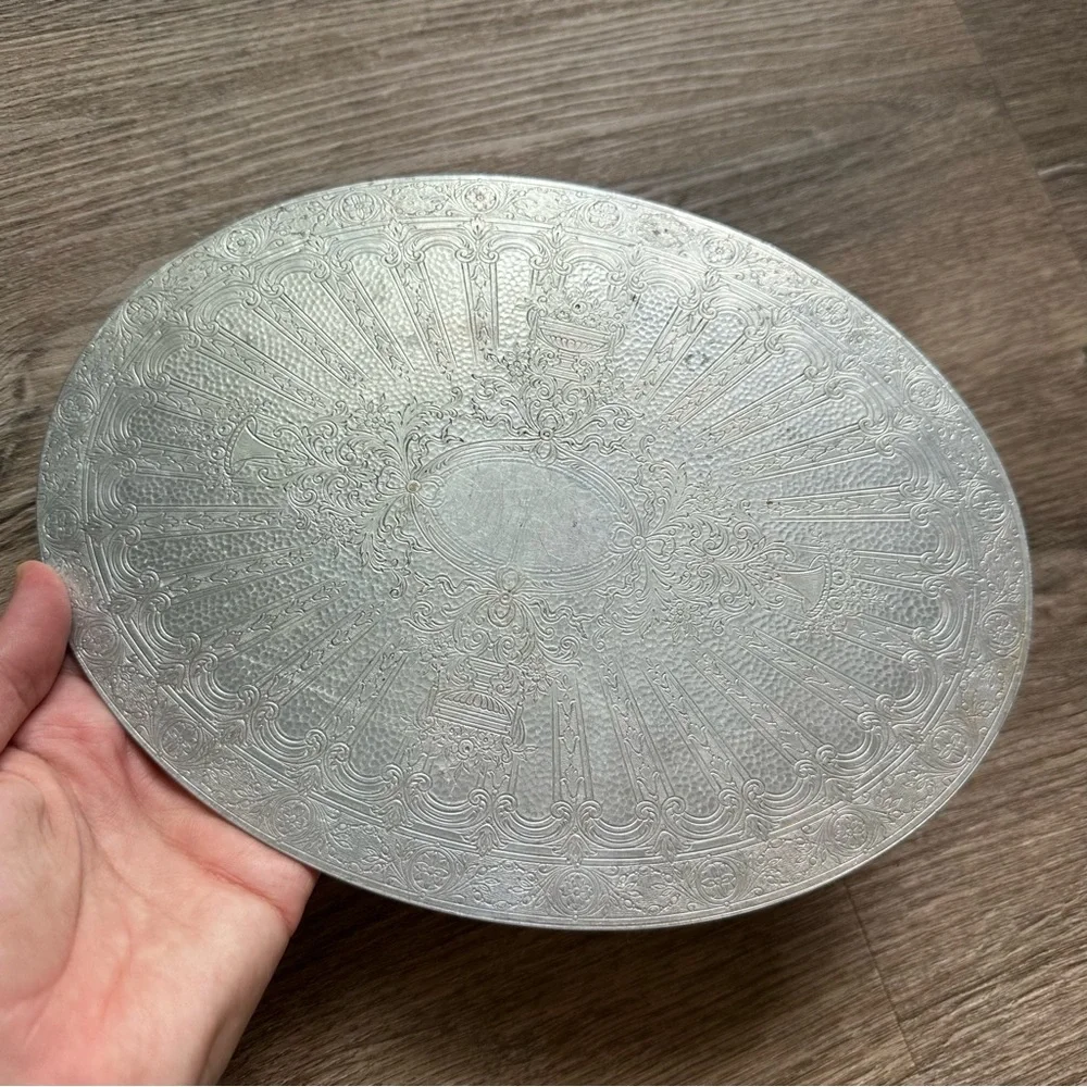 Vintage 1970s Tea Silver Decorative Plate Set